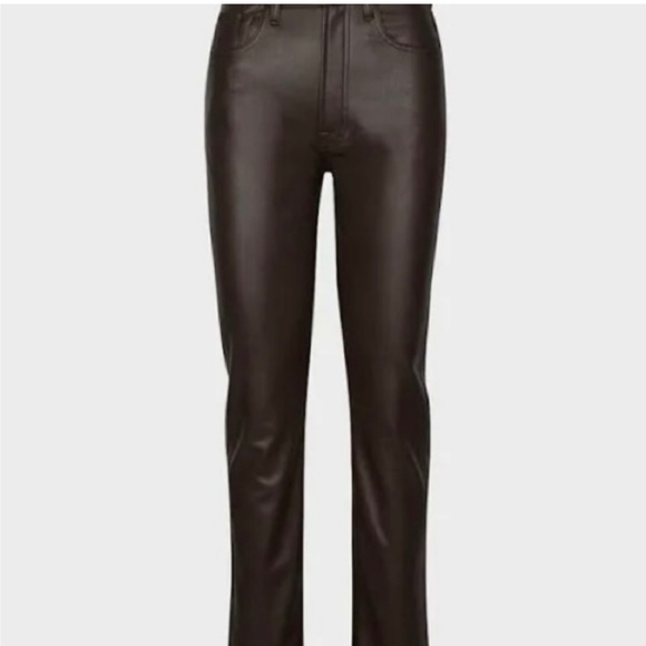 Women’s 7 For All Mankind Faux Leather Black Straight Leg Pants Size Small NWT - Picture 1 of 4